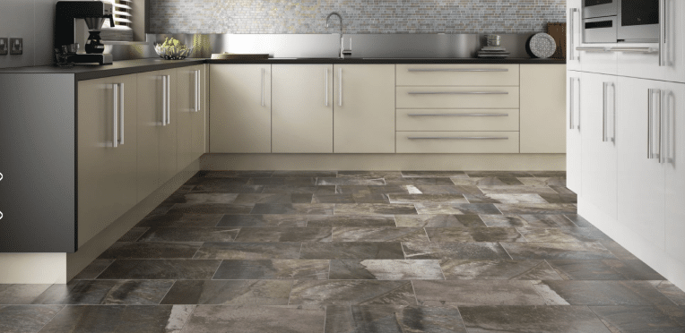 tile flooring installation in kitchen