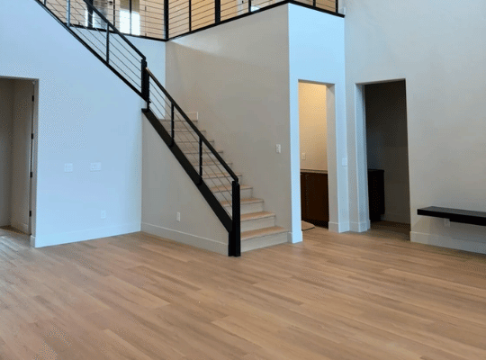 LVP Flooring Installed in Las Vegas Home Living Room and Staircase