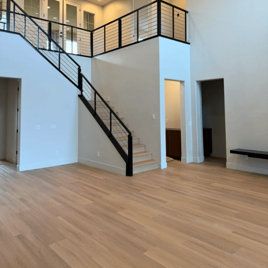 LVP Flooring Installed in Las Vegas Home Living Room and Staircase